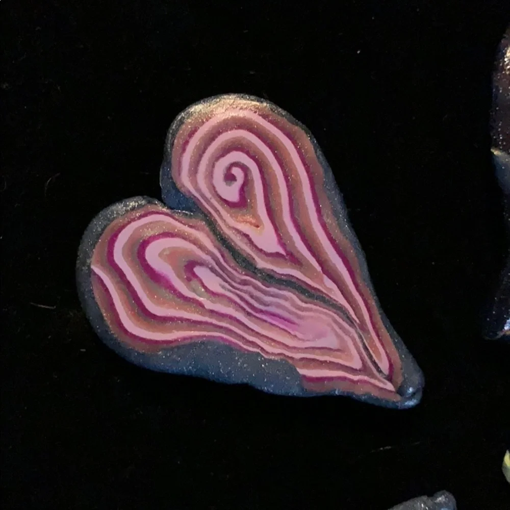 Group of 4 Handmade Polymer Art Clay Hearts